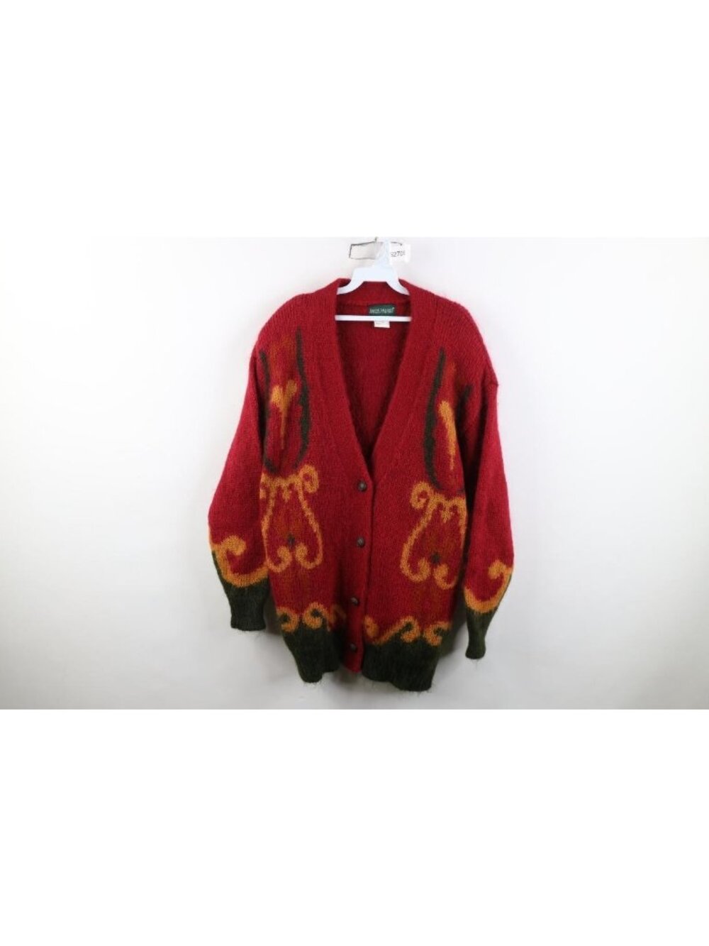 Vtg 90s Streetwear Womens Medium Mohair Wool Blend Oversized Cardigan Sweater